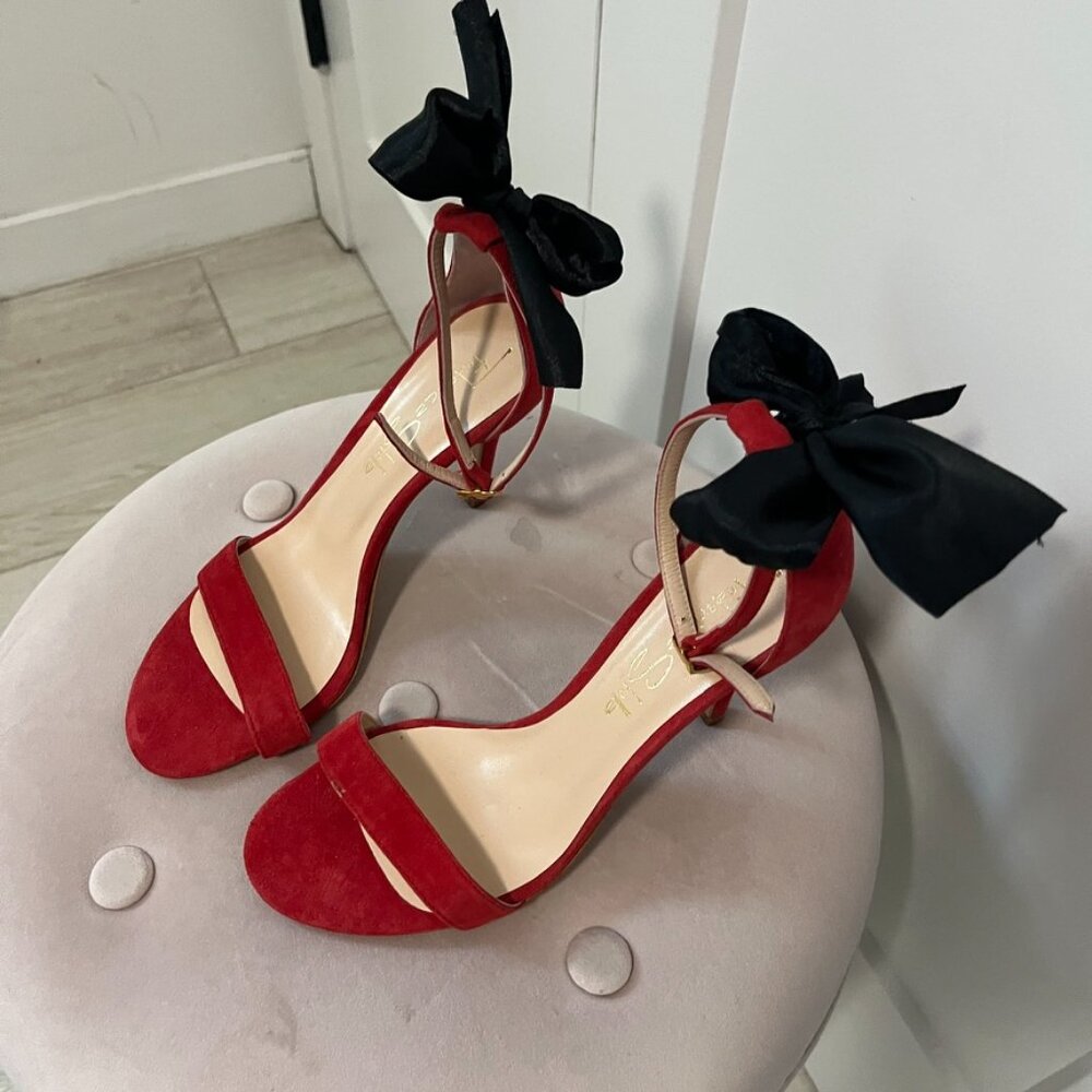 Federica Stela Red & Bow Leather Strappy Heels Size 39 - Picture 2 of 6